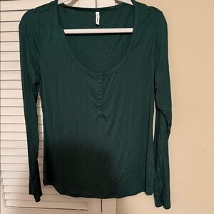 HALARA Deep Green Long Sleeve Blouse